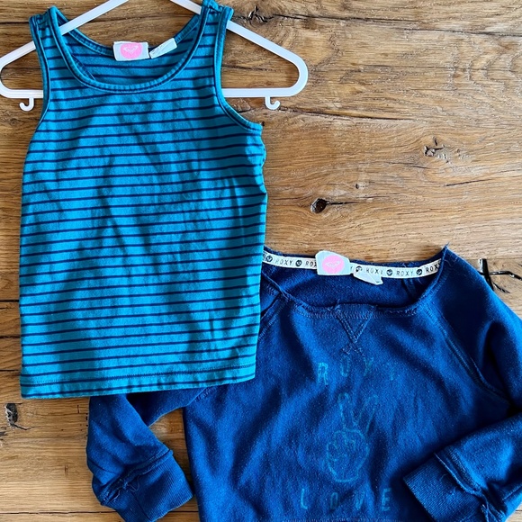 ROXY. Size 2T. Darker blue/Teal sweater with tank top. - Picture 7 of 7